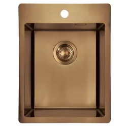   Mosogatótálca, Deante Olfato Precious 1 medencés, acél mosogató, szálcsiszolt bronz ZPO_C10E