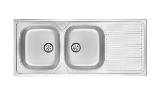Mosogatótálca, Deante Techno 2 medencés csepegtetővel, acél mosogató, szatén ZEU_0210