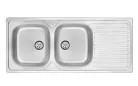 Mosogatótálca, Deante Techno 2 medencés csepegtetővel, acél mosogató, dekor ZEU_3210