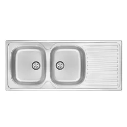   Mosogatótálca, Deante Techno 2 medencés csepegtetővel, acél mosogató, dekor ZEU_3210