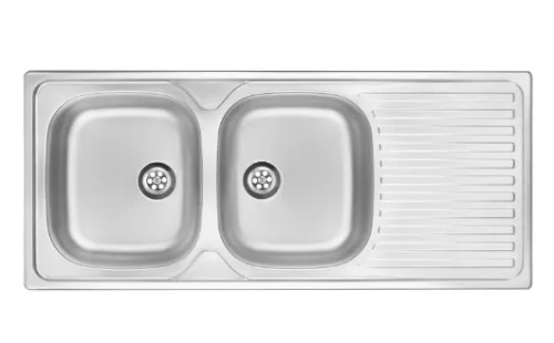 Mosogatótálca, Deante Techno 2 medencés csepegtetővel, acél mosogató, dekor ZEU_3210