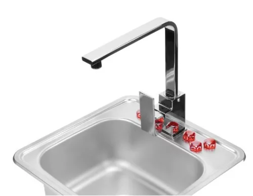 Mosogatótálca, Deante Techno 2 medencés csepegtetővel, acél mosogató, dekor ZEU_3210