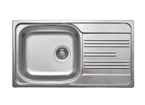 Mosogatótálca, Deante Xylo 1 medencés csepegtetővel, acél mosogató, dekor ZEX_3113