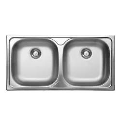   Mosogatótálca, Deante Xylo 2 medencés, acél mosogató, dekor ZEX_3203