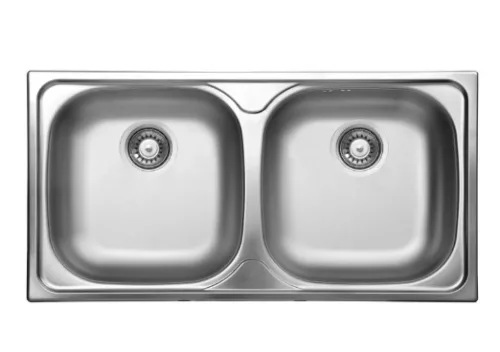 Mosogatótálca, Deante Xylo 2 medencés, acél mosogató, dekor ZEX_3203