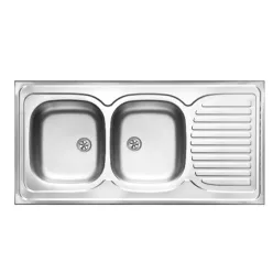   Mosogatótálca, Deante Tango 2 medencés csepegtetővel, acél mosogató, szatén ZE6_0210
