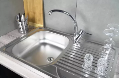 Mosogatótálca, Deante Tango 1 medencés csepegtetővel, acél mosogató, dekor ZM5_3110