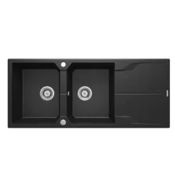   Mosogatótálca, Deante Andante 2 medencés csepegtetővel gránit mosogató, grafit ZQN_2213