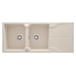   Mosogatótálca, Deante Andante 2 medencés csepegtetővel gránit mosogató, bézs ZQN_5213