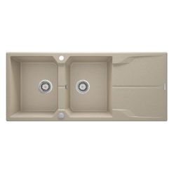  Mosogatótálca, Deante Andante 2 medencés csepegtetővel gránit mosogató, homok ZQN_7213