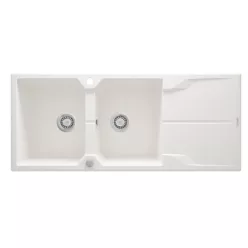   Mosogatótálca, Deante Andante 2 medencés csepegtetővel gránit mosogató, alabástrom ZQN_A213