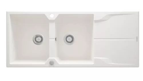 Mosogatótálca, Deante Andante 2 medencés csepegtetővel gránit mosogató, alabástrom ZQN_A213