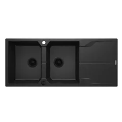   Mosogatótálca, Deante Andante 2 medencés csepegtetővel gránit mosogató,grafit metál ZQN_G213