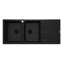   Mosogatótálca, Deante Andante 2 medencés csepegtetővel gránit mosogató, fekete ZQN_N213