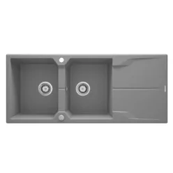   Mosogatótálca, Deante Andante 2 medencés csepegtetővel gránit mosogató, metálszürke ZQN_S213