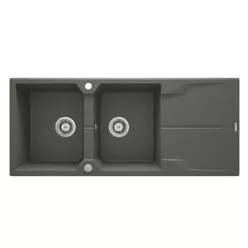   Mosogatótálca, Deante Andante 2 medencés csepegtetővel gránit mosogató, antracit metál ZQN_T213