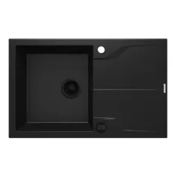   Mosogatótálca, Deante Andante Flush 1 medencés csepegtetővel, fekete ZQN_N11F