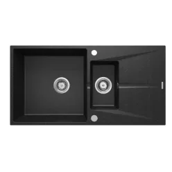   Mosogatótálca, Deante Corio 1,5 medencés csepegtetővel, gránit mosogató, grafit ZRC_2513