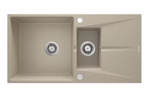 Mosogatótálca, Deante Corio 1,5 medencés csepegtetővel, gránit mosogató, homok ZRC_7513