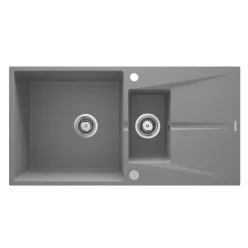   Mosogatótálca, Deante Corio 1,5 medencés csepegtetővel, gránit mosogató, metálszürke ZRC_S513