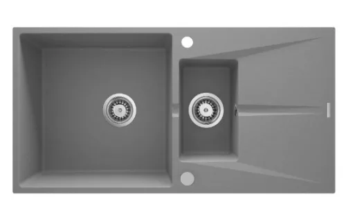 Mosogatótálca, Deante Corio 1,5 medencés csepegtetővel, gránit mosogató, metálszürke ZRC_S513