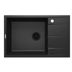   Mosogatótálca, Deante Eridan 1 medencés csepegtetővel, gránit mosogató, grafit metál ZQE_G11B