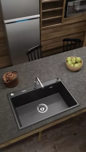 Mosogatótálca, Deante Eridan 1 medencés, gránit mosogató, fekete ZQE_N103