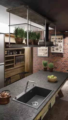 Mosogatótálca, Deante Eridan 1 medencés, gránit mosogató, fekete ZQE_N103