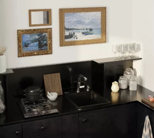 Mosogatótálca, Deante Eridan 1 medencés, gránit mosogató, fekete ZQE_N104