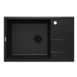   Mosogatótálca, Deante Eridan 1 medencés csepegtetővel, gránit mosogató, fekete ZQE_N11B