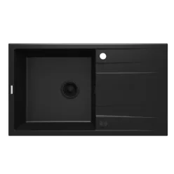   Mosogatótálca, Deante Eridan 1 medencés csepegtetővel, gránit mosogató, fekete ZQE_N113