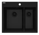 Mosogatótálca, Deante Eridan 1,5 medencés, gránit mosogató, fekete ZQE_N503