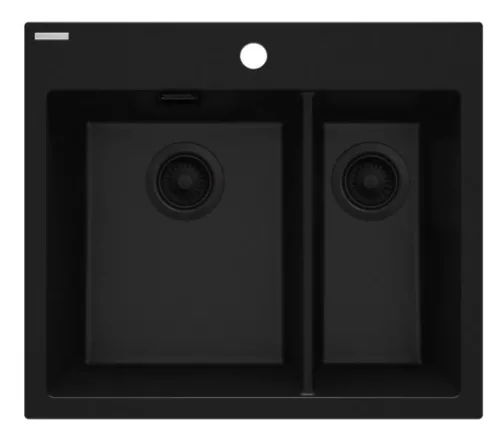 Mosogatótálca, Deante Eridan 1,5 medencés, gránit mosogató, fekete ZQE_N503