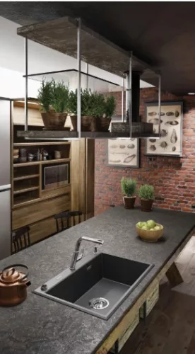 Mosogatótálca, Deante Eridan 1 medencés, gránit mosogató, metálszürke ZQE_S103