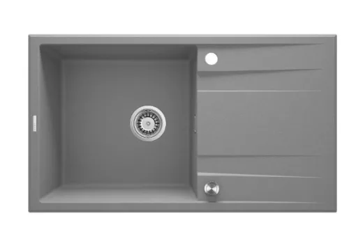 Mosogatótálca, Deante Eridan 1 medencés csepegtetővel, gránit mosogató, metálszürke ZQE_S113
