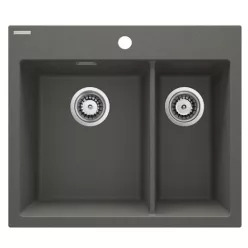   Mosogatótálca, Deante Eridan 1,5 medencés, gránit mosogató, antracit metál ZQE_T503