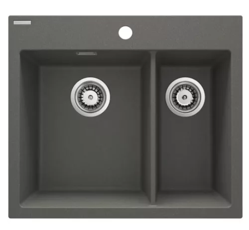 Mosogatótálca, Deante Eridan 1,5 medencés, gránit mosogató, antracit metál ZQE_T503