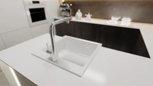 Mosogatótálca, Deante Eridan 1 medencés, gránit mosogató, alabástrom ZQE_A10K