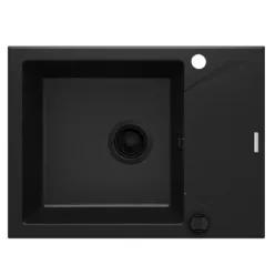   Mosogatótálca, Deante Evora 1 medencés csepegtetővel, gránit mosogató, fekete ZQJ_N11A