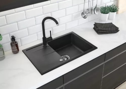 Mosogatótálca, Deante Leda 1 medencés csepegtetővel, gránit mosogató, grafit ZRD_2113