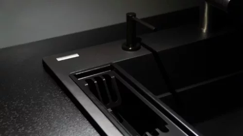 Mosogatótálca,Deante Magnetic 1 medencés,mágneses,gránit mosogató, fekete ZRM_N10B