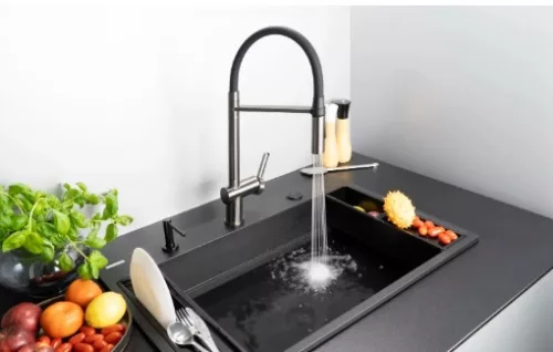 Mosogatótálca,Deante Magnetic 1 medencés,mágneses,gránit mosogató, fekete ZRM_N10B