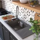 Mosogatótálca,Deante Magnetic 1 medence+csepegtető,mágneses,gránit mosogató,metálszürke ZRM_S113