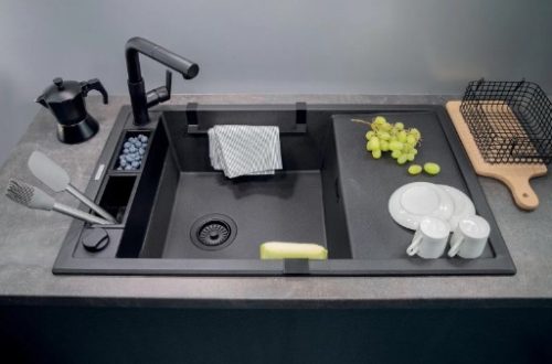 Mosogatótálca,Deante Magnetic 1 medence+csepegtető,mágneses,gránit mosogató,metálszürke ZRM_S11A