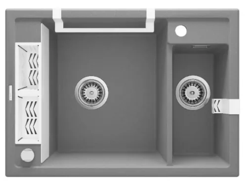 Mosogatótálca,Deante Magnetic 1,5 medencés,mágneses,gránit mosogató, metálszürke ZRM_S503