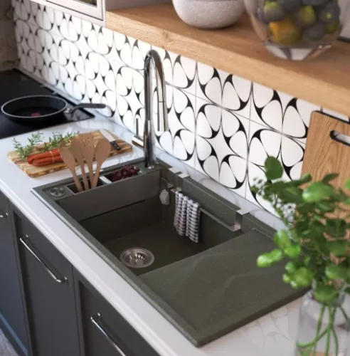 Mosogatótálca,Deante Magnetic 1 medence+csepegtető,mágneses,gránit,antracit metál ZRM_T113