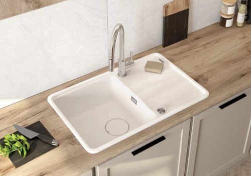 Mosogatótálca, Deante Momi 1 medencés csepegtetővel, gránit mosogató, alabástrom ZKM_A11A