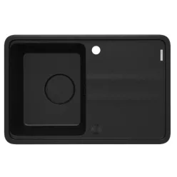   Mosogatótálca, Deante Momi 1 medencés csepegtetővel, gránit mosogató, fekete ZKM_N11A