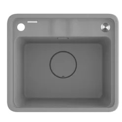   Mosogatótálca, Deante Momi 1 medencés, gránit mosogató, metálszürke ZKM_S103