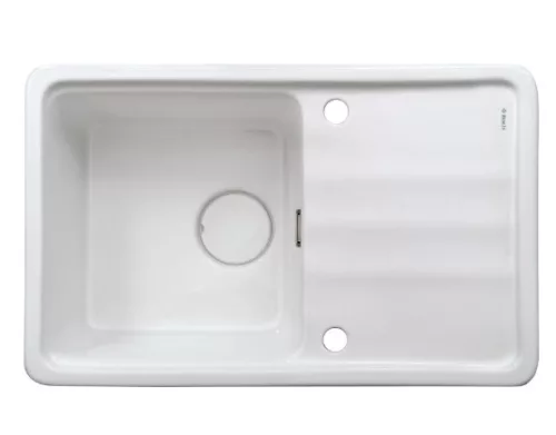 Mosogatótálca, Deante Momi 1 medencés csepegtetővel, kerámia mosogató, fehér ZCM_6113